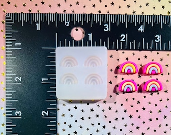 UV樹脂用ミニレインボーカボションシリコンモールド - DIYスタッドイヤリング、DIYチャーム