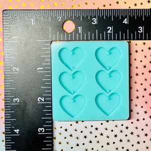 Heart dangle earring trio silicone mold for epoxy resin- diy earrings, diy charms