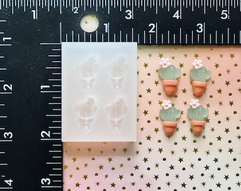 サボテンイヤリングシリコン型 - UV樹脂/エポキシ樹脂、カボション、DIYジュエリー、DIYネックレス、DIYブレスレット