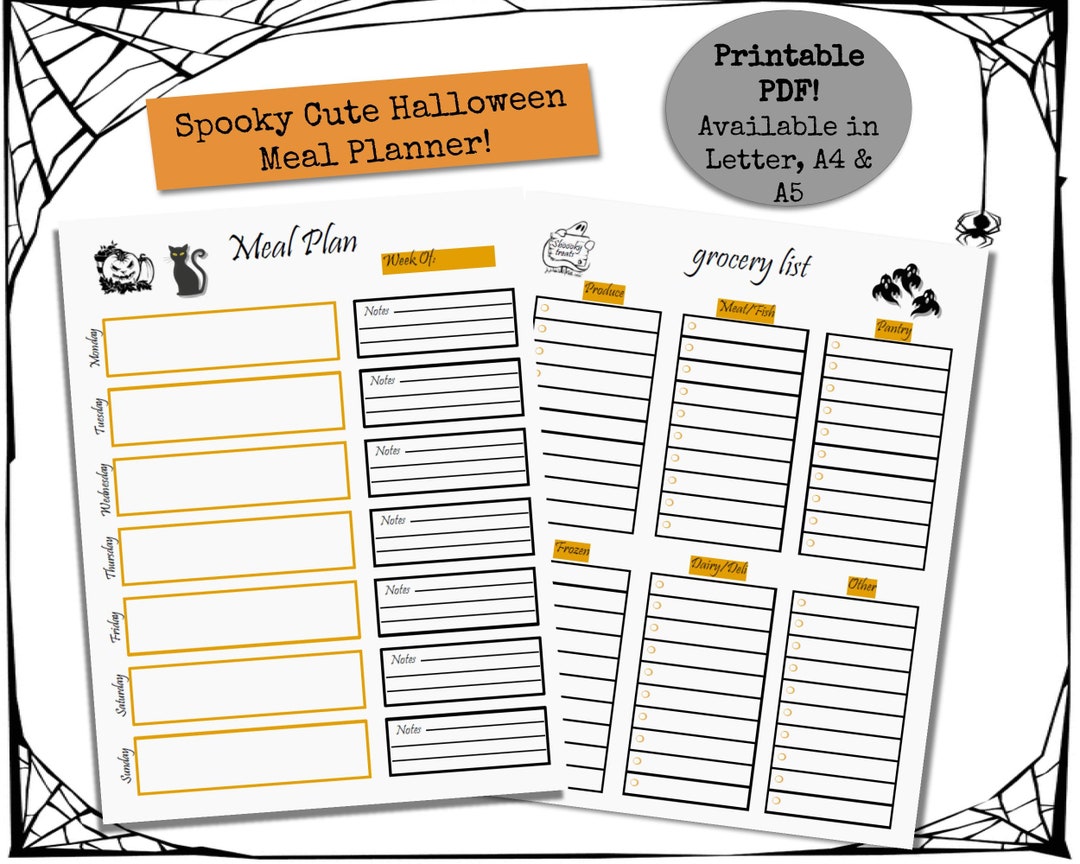 Halloween Weekly Meal Planner, Printable - Etsy