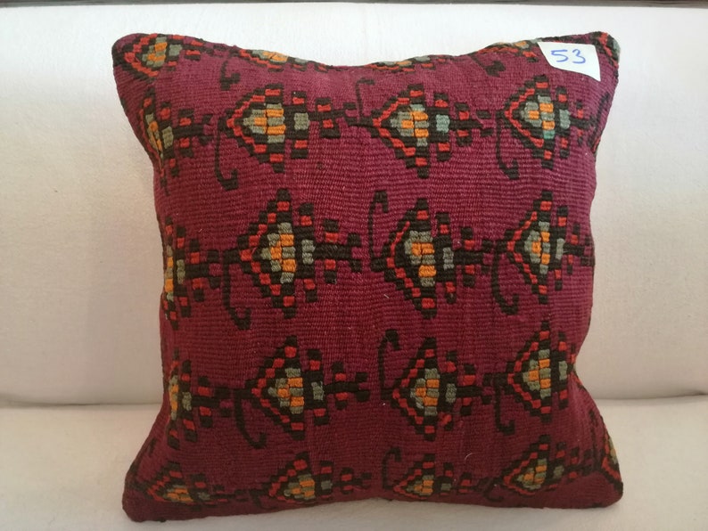 TURK\u0130SH K\u0130L\u0130M P\u0130LLOW 16x16 inch Bohemian Pillow,Decorative Pillow,Ethnic Pillow, Kilim Pillow 40x40 cm Pillow Cushion Cover