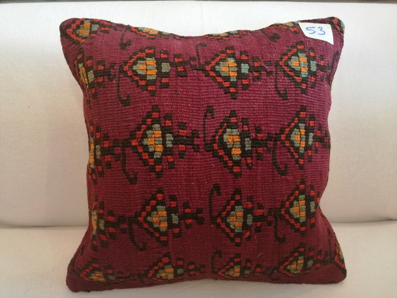 TURK\u0130SH K\u0130L\u0130M P\u0130LLOW 16x16 inch Bohemian Pillow,Decorative Pillow,Ethnic Pillow, Kilim Pillow 40x40 cm Pillow Cushion Cover