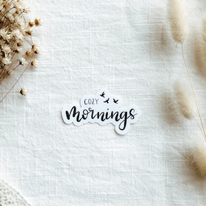 Adesivo fustellato "Mattine accoglienti" | Adesivi estetici, Bullet Journal, Adesivi per planner, Album di ritagli, Diario di viaggio spazzatura, Adesivi autunnali