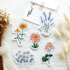 Die-Cut Sticker Bundle &quot;Summer Flowers&quot; | aesthetic stickers, bullet journal stickers, planner stickers, scrapbook stickers, flower