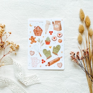 Hoja de pegatinas "Panadería de Navidad" | Pegatinas estéticas, pegatinas de Bullet Journal, pegatinas de planificador, pegatinas de acuarela, Navidad, Invierno