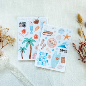 Set di fogli di adesivi "Oceano e viaggio per bambini" | Adesivi estetici, adesivi per bullet journal, adesivi per planner, diario di viaggio, estate, viaggio