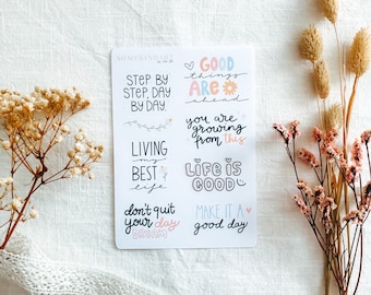 Sticker Sheet "Lovely Quotes" | Aesthetic Stickers, Bullet Journal Planner Stickers, Watercolor Sticker, mindful Sticker, Motivation,Sprüche