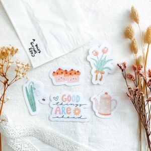 Pacchetto di adesivi fustellati "Primavera accogliente" | Adesivi estetici, Bullet Journal, Adesivi per planner, Album di ritagli, Diario di viaggio spazzatura, Fiori