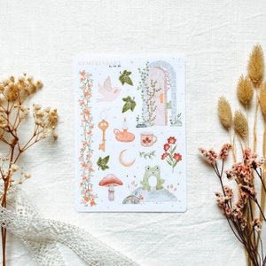 Foglio di adesivi "Giardino segreto" | Adesivi estetici, adesivi per pianificatore di bullet journal, adesivi ad acquerello, adesivi floreali, piante, primavera