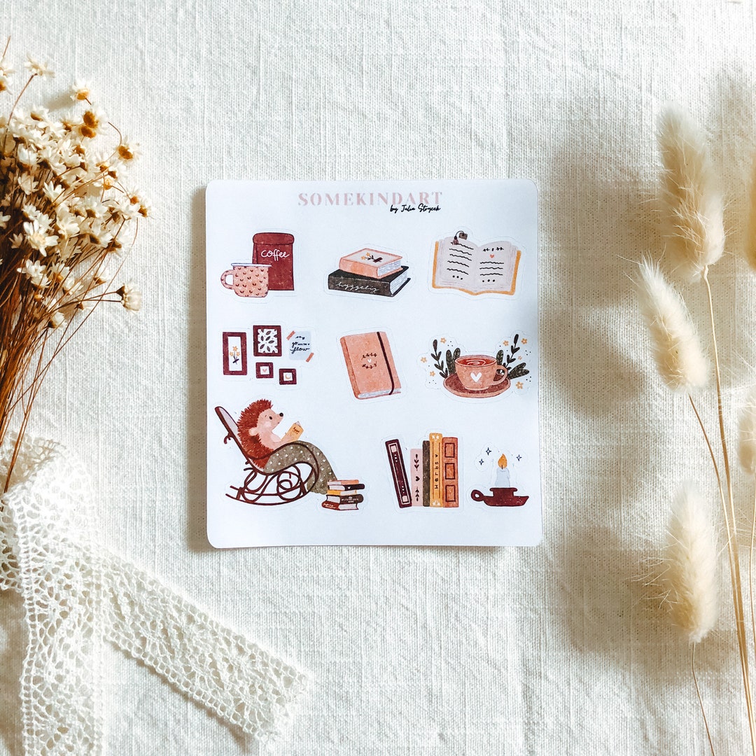 Sticker Sheet books & Coffee Aesthetic, Matt Sticker Sheets, Guest Book