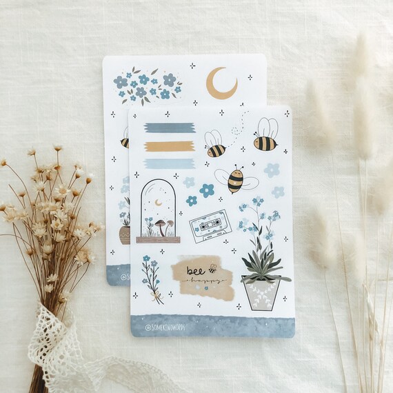 WATERCOLOR PLANNER & BUJO MATTE PAPER STICKER KIT SHEET - Bullet