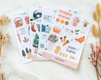 Four Seasons Bundle | Aesthetic Stickers, Matte Sticker Sheets, Sticker Pack, Süße Sticker,Planner Stickers Set, Journal Stickers,Watercolor