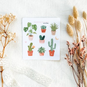 Stickervel "Schattige Cactus" | Esthetische, matte stickervellen, gastenboekstickers, leuke stickers, plannerstickersset, dagboekstickers