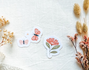 Zestaw wycinanych naklejek „Wesołych wiosennych motyli i kwiatów” | Naklejki estetyczne, dziennik punktorowy, naklejki planisty, album z wycinkami, dziennik śmieciowych podróży