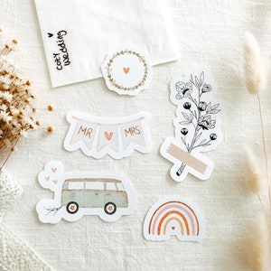 Pacchetto adesivi fustellati "Cozy Wedding" | Adesivi estetici, diario proiettile, adesivi pianificatore, album di ritagli, diario spazzatura, matrimonio, libro degli ospiti