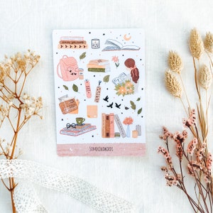 Foglio di adesivi "Topo di biblioteca" | Adesivi estetici, adesivi per bullet journal, adesivi per planner, adesivi per acquerelli, amore per i libri, adesivi per libri