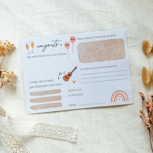 Gästebuch Ausfüllkarten Cozy Sommer "Congrats" | Spiel Karte, Ausfüllkarten Set Hochzeit, Boho, Regenbogen, Gästebuch Alternative
