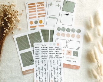 Journaling Set „Sage Green“| aesthetic stickers, bullet journal stickers, planner stickers, scrapbook stickers, calendar sticker, watercolor