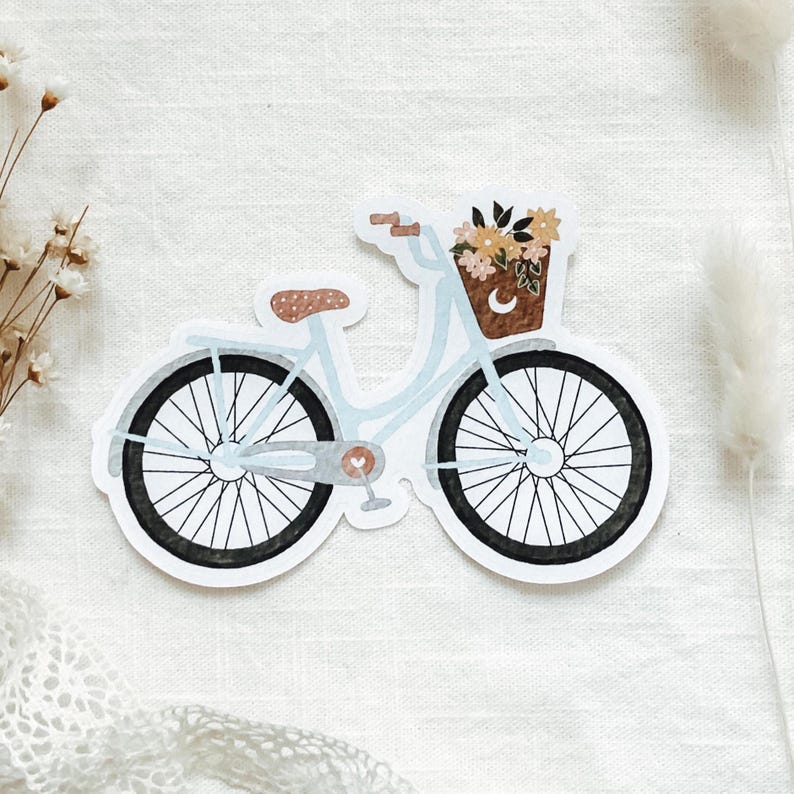 Die-Cut Sticker "happy bike" | aesthetic stickers, bullet journal stickers, planner stickers, scrapbook stickers, whimsical sticker image 2