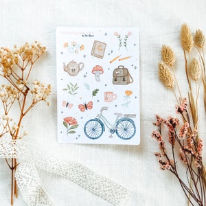 Sticker Sheet "Happy Spring" | Aesthetic Stickers, Bullet Journal Stickers, Planner Stickers, Aquarell Sticker, Journal Kit, Frühling, Rad