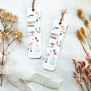 2 comodi segnalibri con scarabocchi "Cozy Spring" | Accessori per la lettura, fiori, uccelli carini, cottagecore, segnalibri stampati su carta di alta qualità