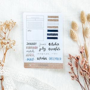 Foglio di adesivi "Diario mensile" | Adesivi estetici, adesivi per bullet journal, adesivi per planner, adesivi per album, kit per journaling, washi