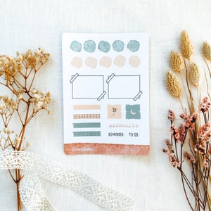 Foglio di adesivi per il diario | Adesivi estetici, adesivi per bullet journal, adesivi per planner, adesivi per scrapbooking, kit per journaling
