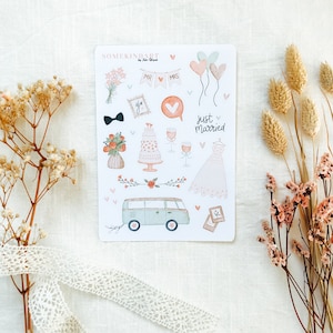 Stickervel "Gezellige Bruiloft" | Esthetisch, Matte stickervellen, Gastenboekstickers, Leuke stickers, Plannerstickerset, Dagboekstickers