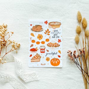 Hoja de pegatinas "Acción de Gracias" | Pegatinas estéticas, pegatinas de Bullet Journal, pegatinas de planificador, pegatinas de acuarela, pegatinas de otoño, otoño