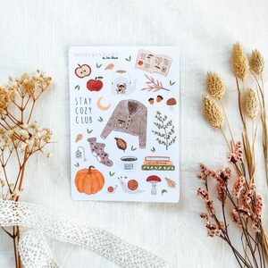 Foglio di adesivi "Autunno accogliente" | Adesivi estetici, adesivi Bullet Journal, adesivi pianificatore, adesivi acquerello, adesivi autunnali, autunno, Hygge
