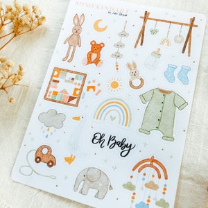 Folha de adesivos "Bebê" | Adesivos estéticos, Bullet Journal, Adesivos para planejador, Adesivos aquarela, Bebê, Crianças, Álbum de fotos, Chá de bebê
