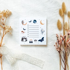 Notatnik Somekindart „Księżyc” | Wydrukowano na naturalnym białym papierze 120g, lista rzeczy do zrobienia, notatnik, notatnik, jesień, księżyc, bullet journal, planista