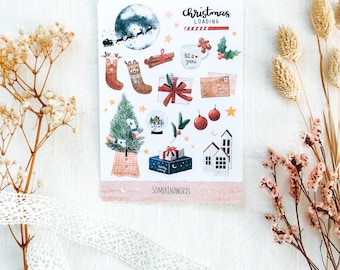 Sticker Sheet "Christmas" | aesthetic stickers, bullet journal stickers, planner stickers, Watercolor Sticker, Journal Kit, christmas,winter