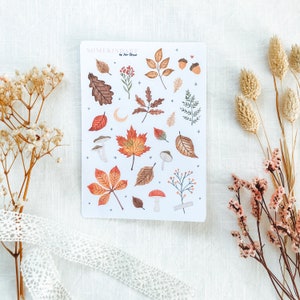 Foglio di adesivi "Foglie d'autunno" | Adesivi estetici, adesivi Bullet Journal, adesivi pianificatore, adesivi acquerello, adesivi autunnali, autunno