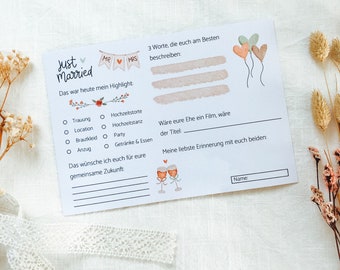 Guest book fill-in cards Cozy Summer "Just Married" | A5, A6, game card, fill-in card set wedding, boho, rainbow, guest book alternative