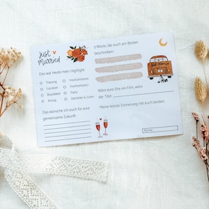 Libro degli ospiti da compilare biglietti matrimonio autunnale "Just Married" | Carte da gioco, set di carte da compilare per matrimonio, boho, arcobaleno, alternativa al libro degli ospiti