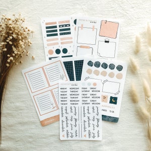 Conjunto de diario “Azul” | Pegatinas estéticas, pegatinas de Bullet Journal, pegatinas de planificador, pegatinas de álbum de recortes, kit de diario, pegatinas de acuarela