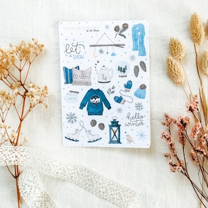 Hoja de pegatinas "Invierno acogedor" | Pegatinas estéticas, pegatinas de Bullet Journal, pegatinas de planificador, pegatinas de acuarela, pegatinas de invierno, Navidad