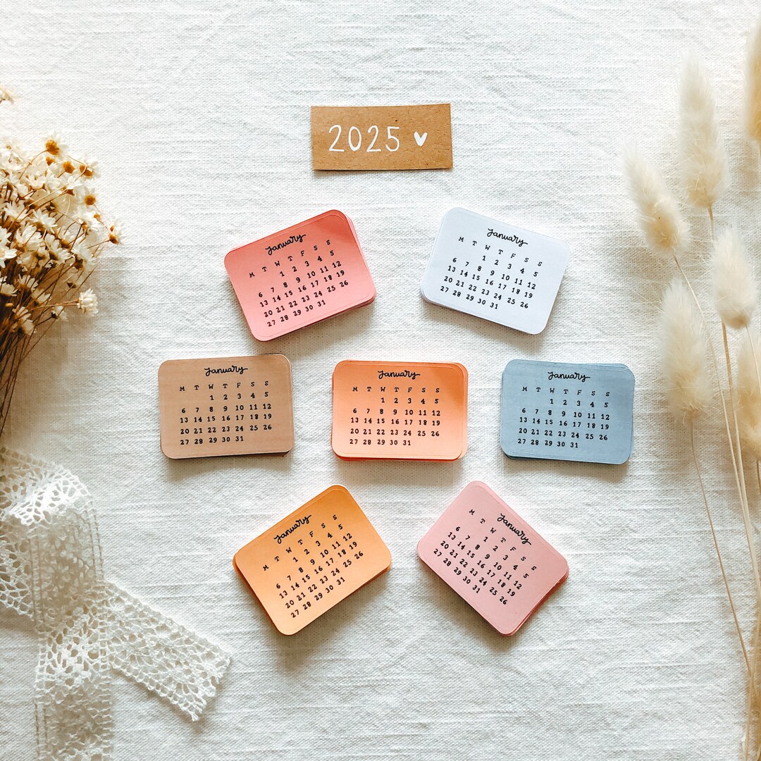 2025 Mini Calendar Sticker Set Journal Stickers Bullet Etsy