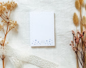 Somekindart A7 notepad "Hello Cloud" | Printed on 90g/sqm natural paper white, 50 sheets to tear off, To Do list, Memo Pad, Notepad