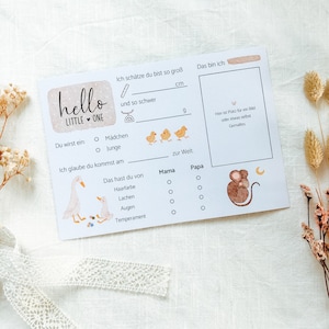 Tarjetas de relleno para baby shower "Hola pequeño" | Tarjeta de juego, tarjeta de adivinanzas, juego de tarjetas de relleno baby shower, boho, arco iris, animales de acuarela, animales del bosque