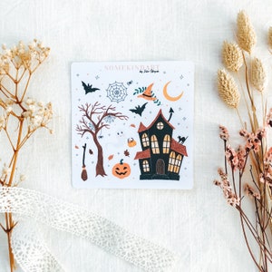 Foglio di adesivi "Halloween" | Fogli adesivi estetici opachi, adesivi per libro degli ospiti, adesivi carini, set di adesivi per pianificatore, adesivi per diario