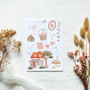Foglio di adesivi "Vita in cottage" | Adesivi estetici, adesivi per planner Bullet Journal, adesivi acquerello, adesivi Country Life, estate, primavera