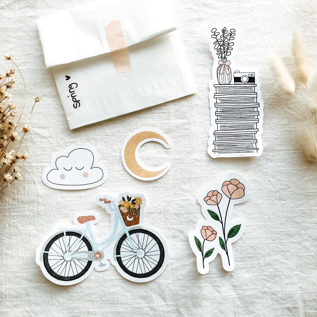 Diecut Sticker Bundle spring Aesthetic Stickers, Bullet Journal