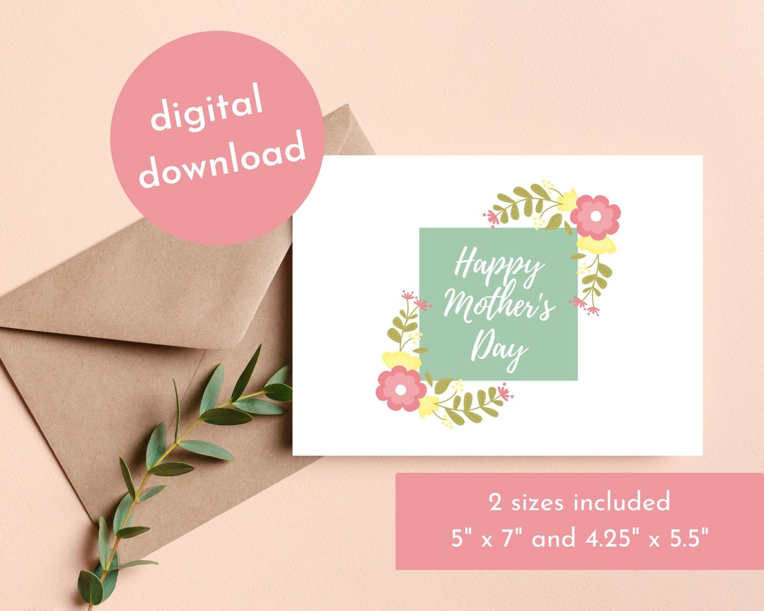 Printable Mother's Day Card - Instant Download PDF Card - Happy Mother ...