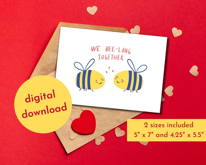 Printable Valentine's Day Card Instant Download PDF Card - Etsy