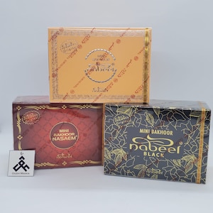 Mini Oudh Nabeel Nasaem burning bakhoor home incense fragrance Al Nabeel (Box 36pcs x3grams) Nasaem, Black, Khawatir, Tajebni, Wadeema