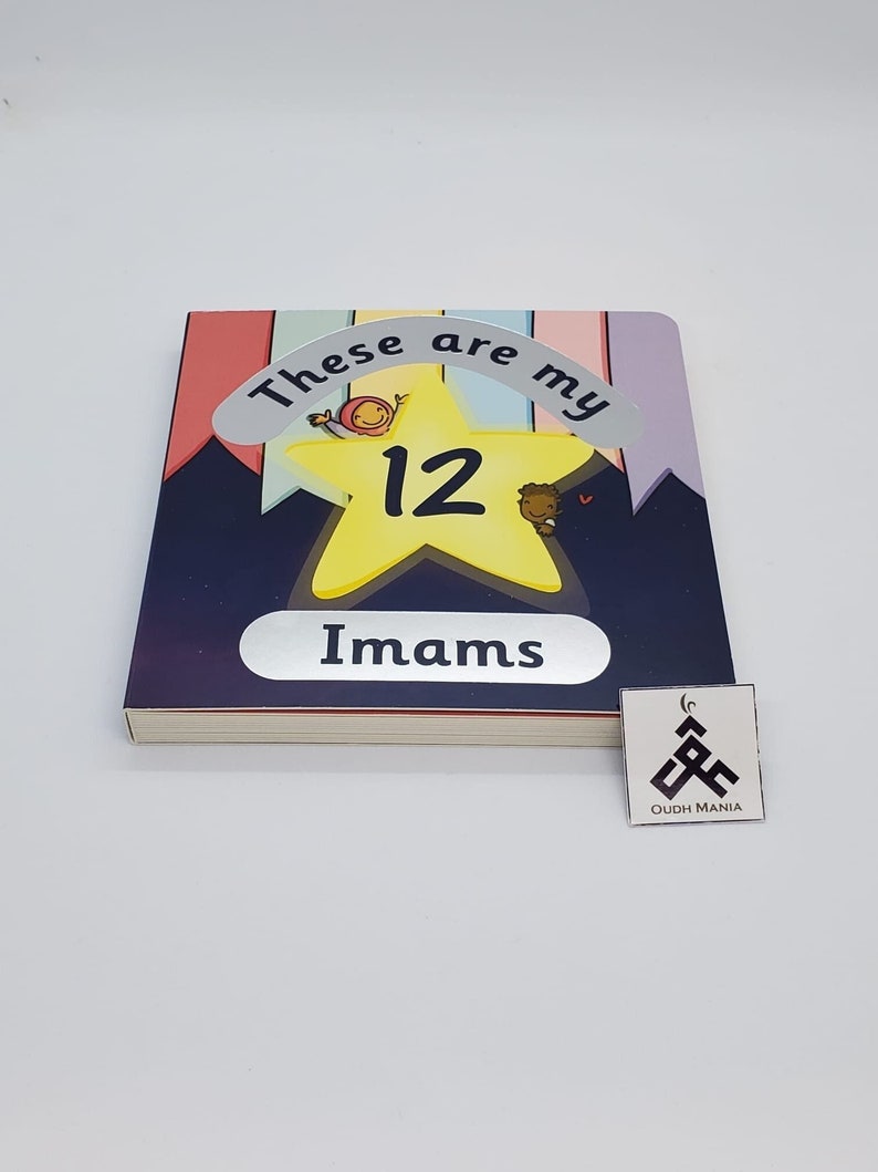 May include: A colorful book with a yellow star and the text "These are my 12 Imams" on the cover.