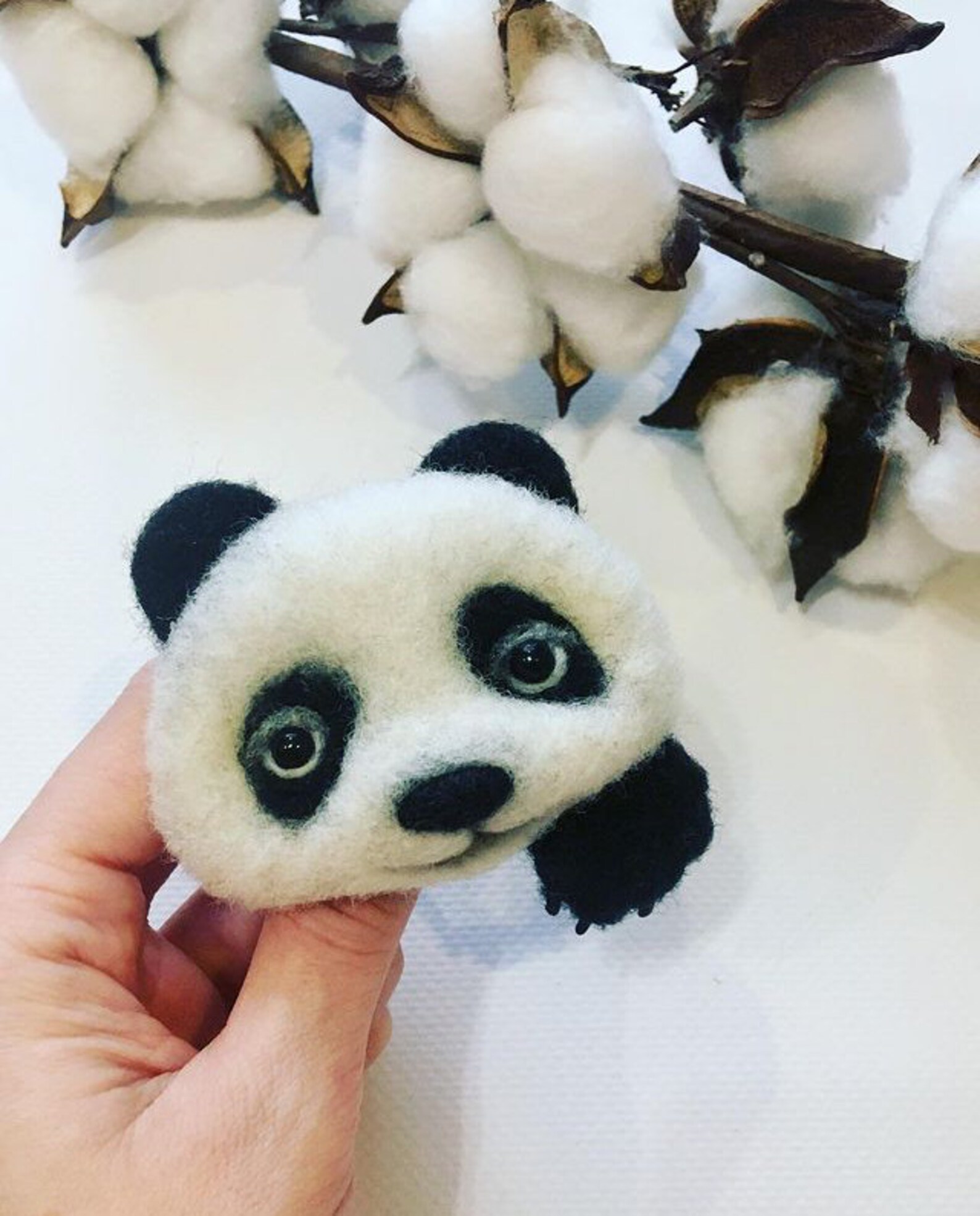 Needle felted brooch Panda.Cute panda. Felted jewelry. Etsy