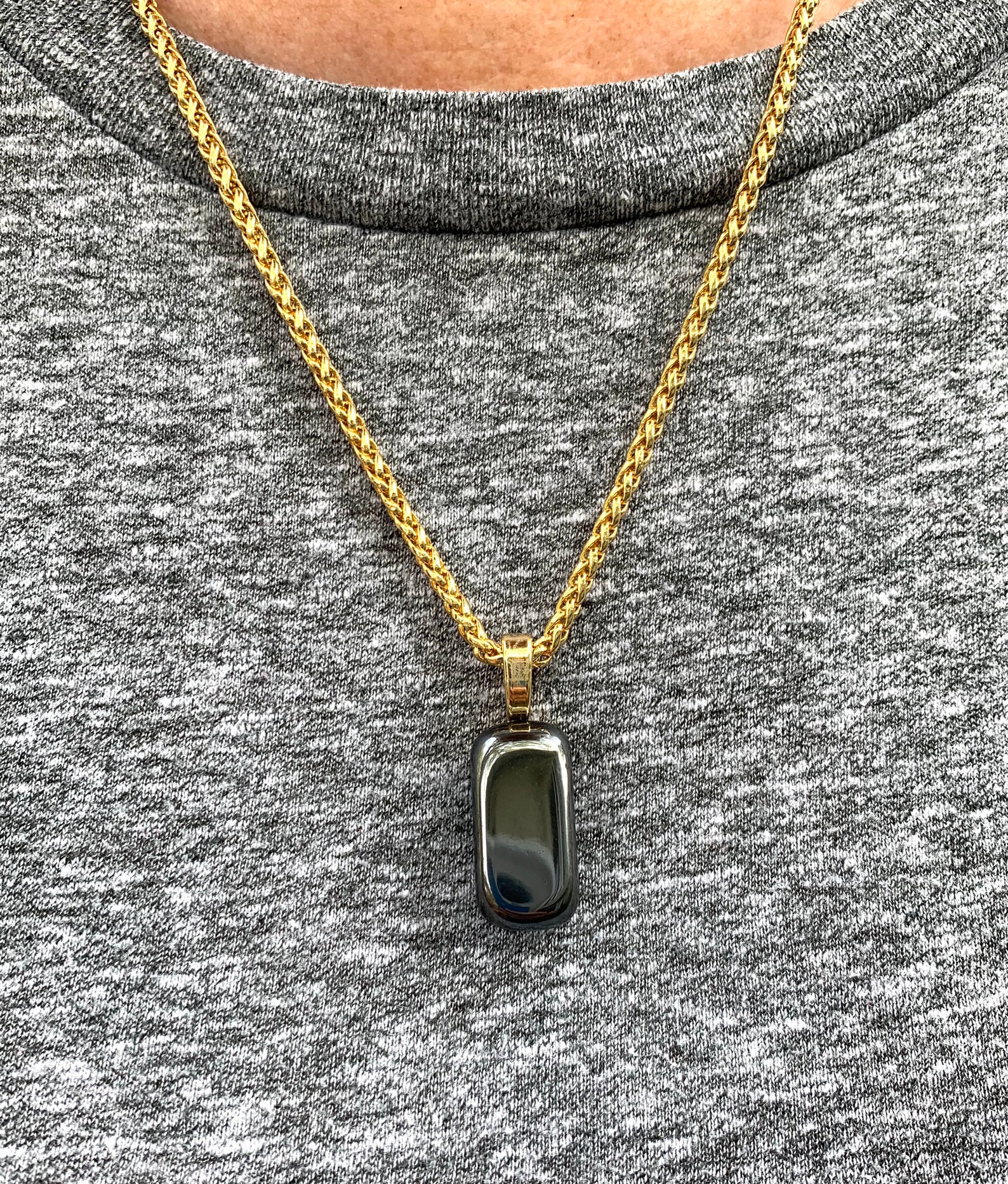 Hematite cuboid pendant necklace Etsy